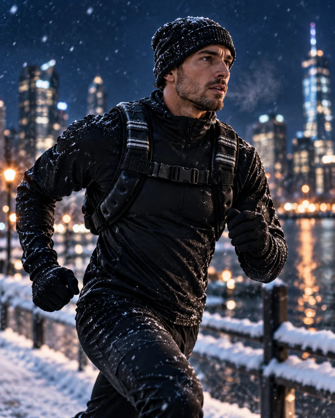 10LB weighted training vest used during a winter run