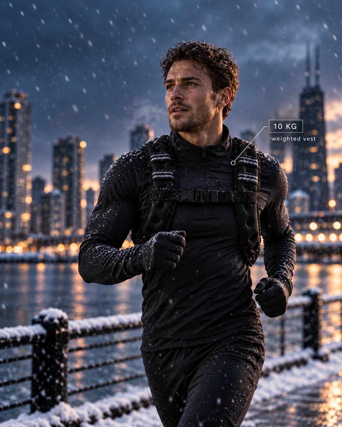 Weighted training vest used outdoors in winter